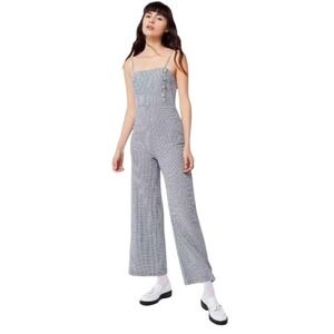 Urban Outfitters Blue + White Gingham Strapless Wide Leg Jumpsuit Size 0